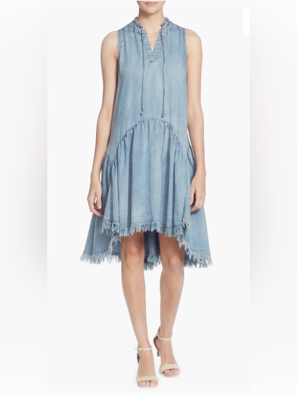 Catherine Malandrino Keala Sleeveless Dropwaist Chambray Dress
